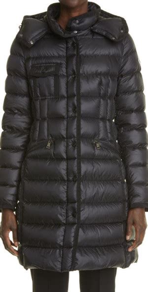 Moncler Hermine Grosgrain Trim Quilted Down Puffer Coat In Black