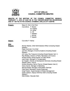 Fillable Online Orillia Civicweb In The Tudhope Mcintyre Boardroom Fax