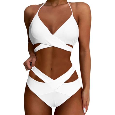 Upioiwer Two Piece Bikini Sets 1 Piece Swimsuits Athletic High Waisted Women Swimsuit Tops