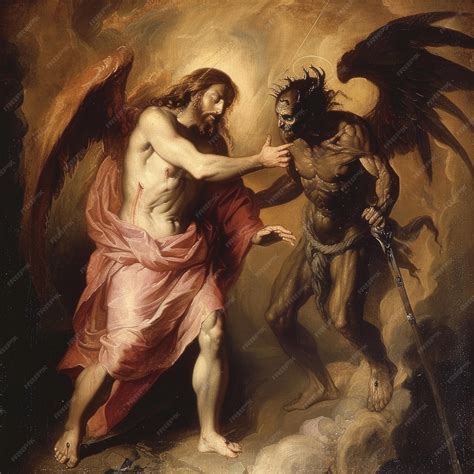 Premium Photo | Symbolic confrontation battle between God and the devil