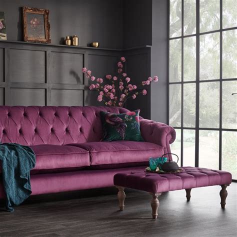 Rebecca Velvet Sofa - Amethyst #velvetsofa #velvet | Purple living room ...