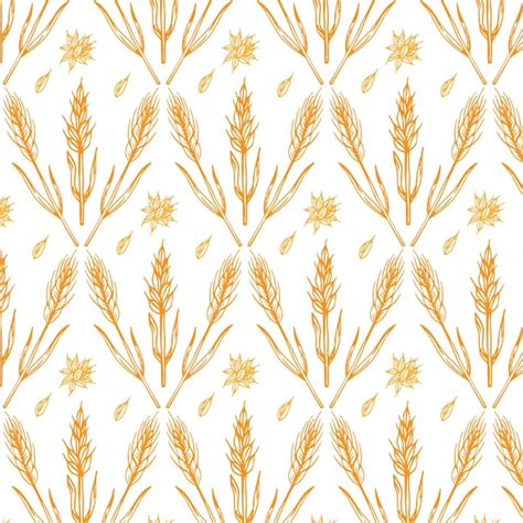 Premium Vector Oat Or Wheat Seamless Pattern Vector