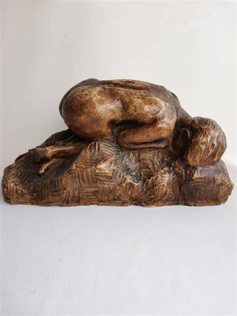 Antique Reclining Nude Art Deco Sculpture Concrete Van Tilburg S Naked Woman Figurine