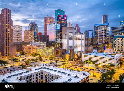 Houston, Texas, USA downtown cityscape at dusk Stock Photo - Alamy