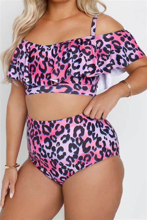 Yours Plus Size Pink Leopard Print High Waisted Bikini Briefs Yours Clothing