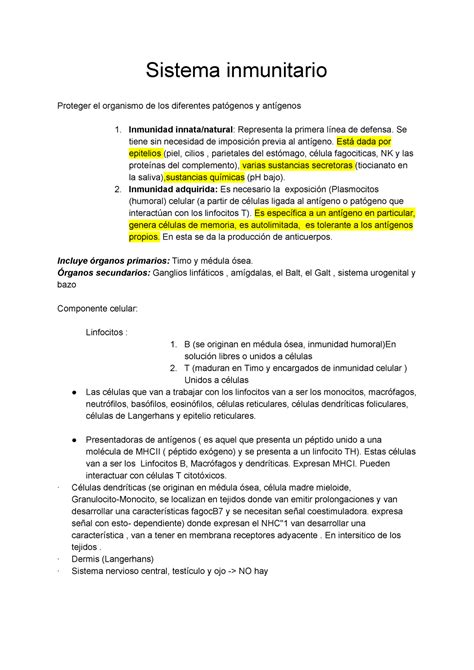 Sistema inmunitario Resumen Histología texto y atlas Sistema