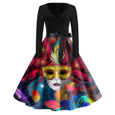 EANJE Womens Mardi Gras Dress 1950s Mardi Gras Dress Plus Size Cute