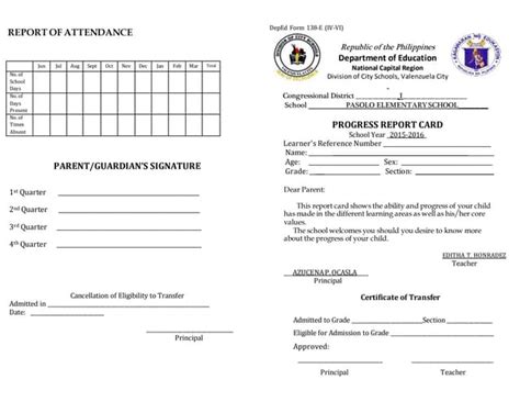 Deped Report Card Form 138