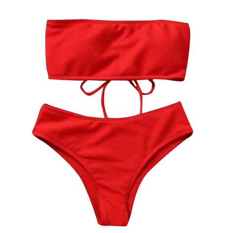 Gibobby ropa interior Bikini sin tirantes para mujer bikini de cintura alta traje de baño