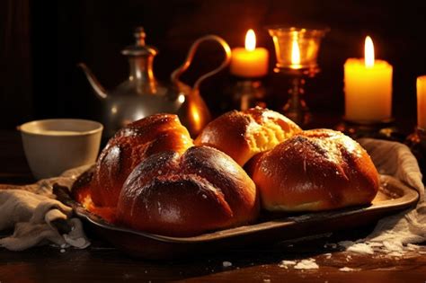 Premium Ai Image Traditional Homemade Hanukkah Bread Challah In The