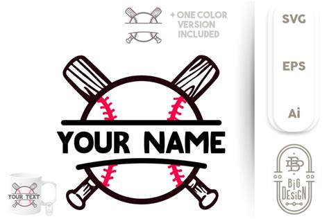 Baseball Name Svg Ball And Bats Custom Personalized Design