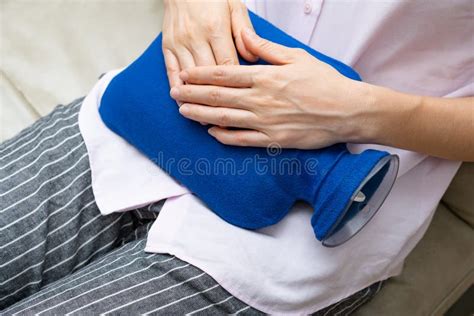 A Lady Holding A Hot Water Bag On The Stomach Stock Image Image Of Temperature Healthy