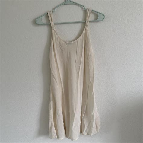 Brandy Melville Cream Nude Slip Short Sleeve Mini Depop