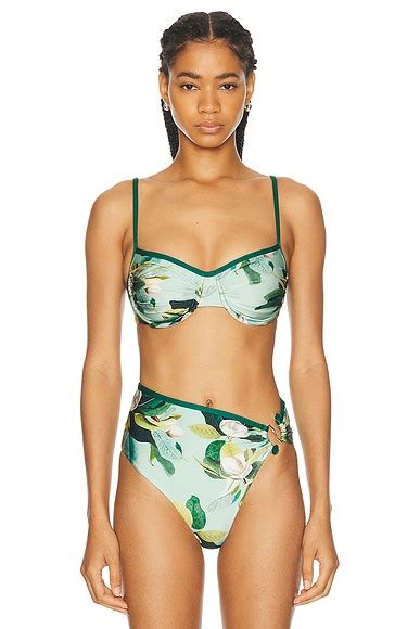 PatBO Magnolia Underwire Bikini Top In Green Multi FWRD