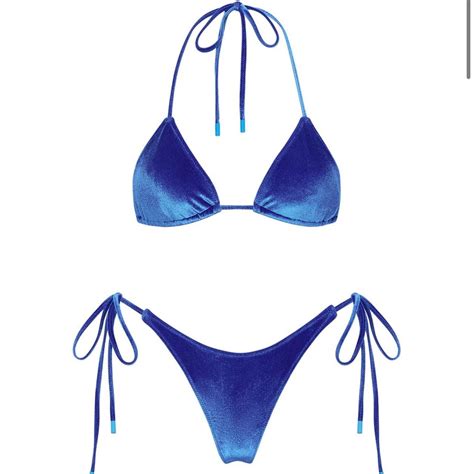 Triangl Bikini Top Blue Velvet Size Xl Runs Depop