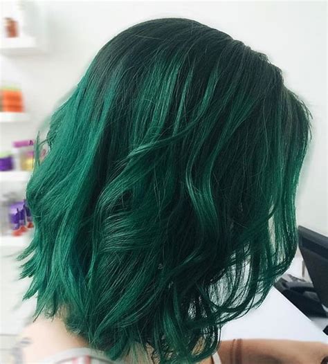 30 Glamorous Light To Dark Green Hair Styles Trending Now Dark Green Hair Green Hair Colors