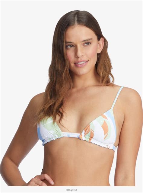 Roxy Mujer Top De Bikini De Triángulo Tiki Reversible Con Flores Silvestres 68xp0943 [68xp0943