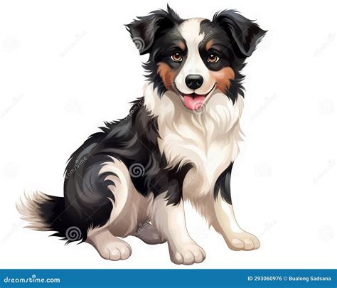 The Border Collie Collie Cartoon is Cute. Stock Illustration - Illustration of collie, smile ...