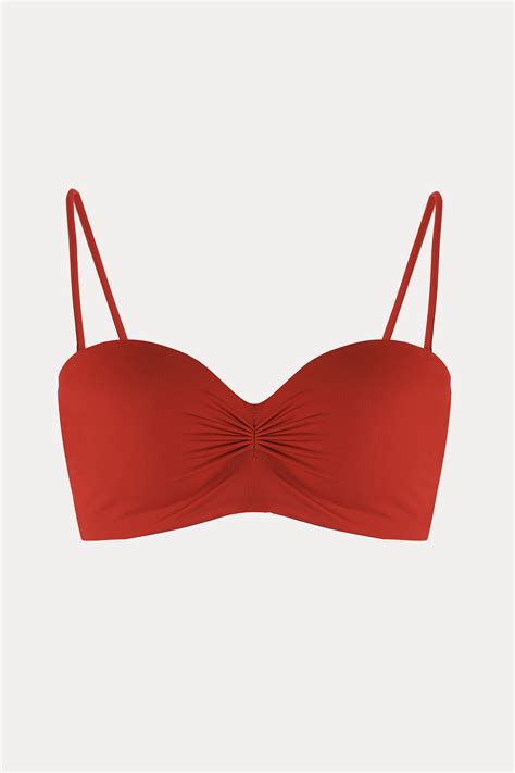 Kırmızı Straplez Büzgülü Tek Üst Bikini LOYA