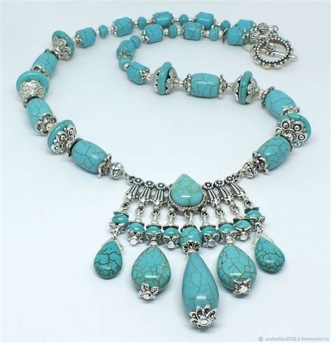 Колье из бирюзы - 75 фото