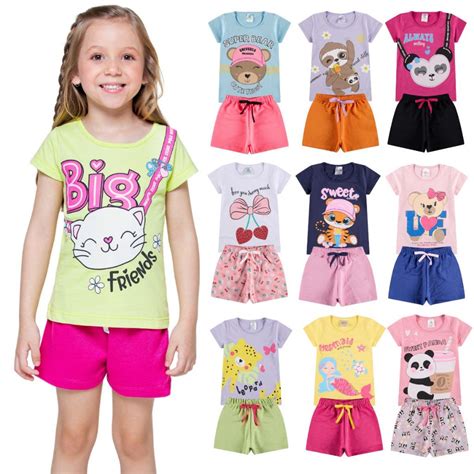 Kit Sortido Pe As De Roupas Infantil Menina Camisetas