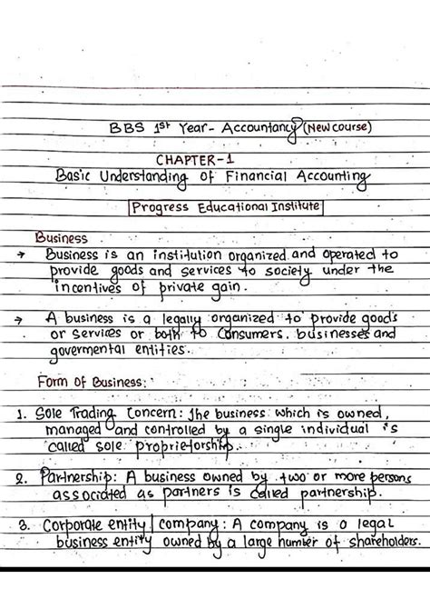 Solution Accounting Bbs St Year Notes Studypool