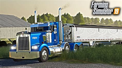 Fs19 Trucking Day With Big Blue Early Morning Grain Trucking Youtube