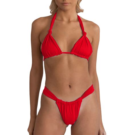 Celivon Womens Sexy Bikini Sets For High Cut Pcs Thong Swimsuit Tie Knot Ruched Swimwear Pool