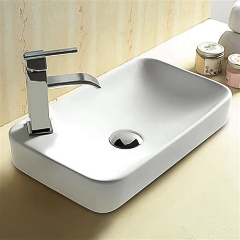 Shop Nameeks Ceramica White Ceramic Vessel Rectangular Bathroom Sink At