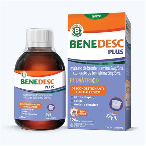 Melhor Xarope Descongestionante E Expectorante Infantil - Benedesc Plus Xarope Infantil Descongestionante Antialérgico 120ml