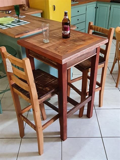 Conjunto De Mesa Bistr Banquetas Altas Encosto Em Madeira