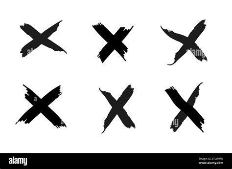 grunge painted  mark set crossed  symbol vector illustration