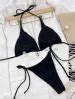 Black Bikini Breathable Strap Solid Sexy Hot Spring Set Women S Split Swimsuit Triangle Swimsuit