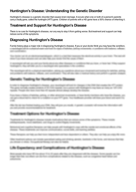 Solution Huntingtons Disease Diagnosing And Treating Huntingtons