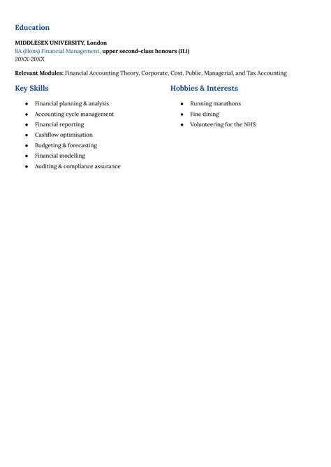 finance cv  template writing guide
