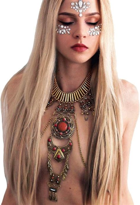 Boho Statement Turquoise Necklace Dancer Necklace Crossover Harness Bikini Waist Belly Sexy Body