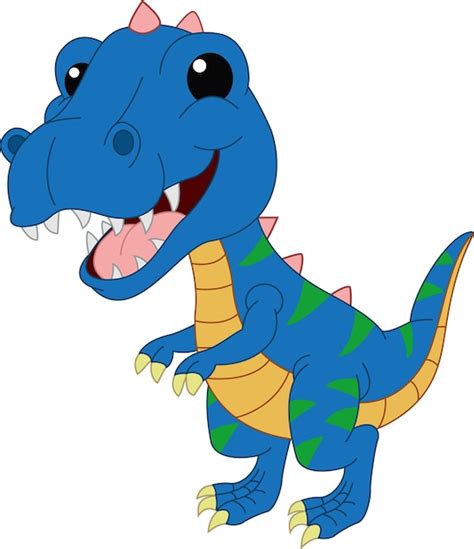 Premium Vector Cute Blue Dinosaur Cartoon On White Background