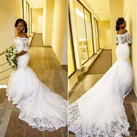 2017 Tulle Lace Black Girl South Africa Mermaid Wedding Dresses Arabic