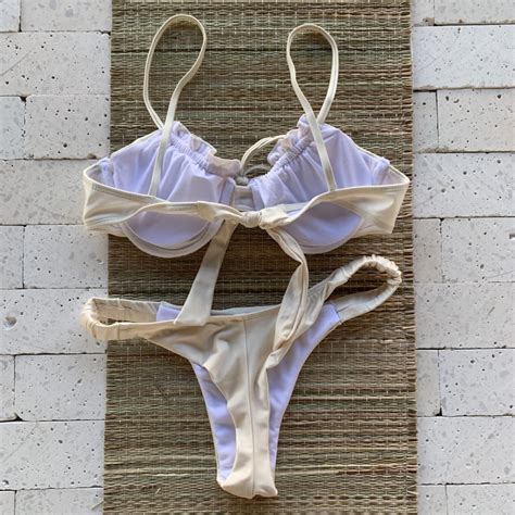 Biquini Meia Ta A Amarra O No Decote Nude Dondoca Moda Feminina