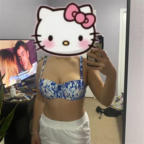 Asos Women S Blue And White Bikini And Tankini Tops Depop