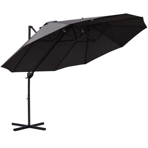 Tidoin 9 Ft X 14 Ft Steel Cantilever Patio Umbrella In Brown With