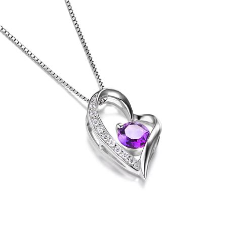 1 25 Ctw Round Purple Amethyst Heart Pendant Necklace In 925 Sterling Silver With Chain