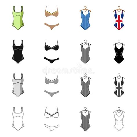 Objet D Isolement De Bikini Et De Logo De Mode Placez De L Illustration De Vecteur D Actions De