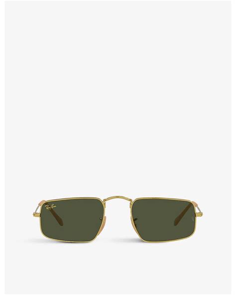 Ray Ban Rb Julie Rectangular Frame Metal Sunglasses In Green Lyst