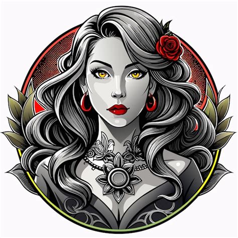 Premium Vector Drawing Of A Girl Geisha Woman Tattoo Hand Drawn