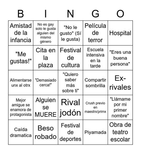 Cliques En La Manga Manhua Manwa Gay Bingo Card