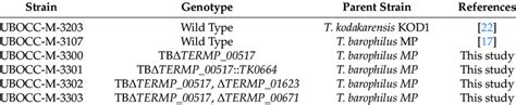 Thermococcus barophilus strains used and constructed in this study ...