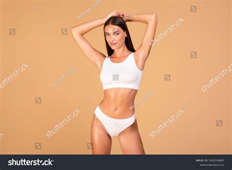 Portrait Fit Woman Wearing White Lingerie Stock Photo Shutterstock
