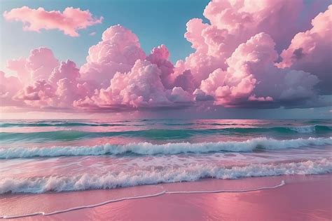 Pink Ocean Dreams Aesthetic Cloudy Delight | Premium AI-generated image