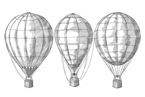 Hot Air Balloon Set Contour Drawings For Design Premium AI Generated Image